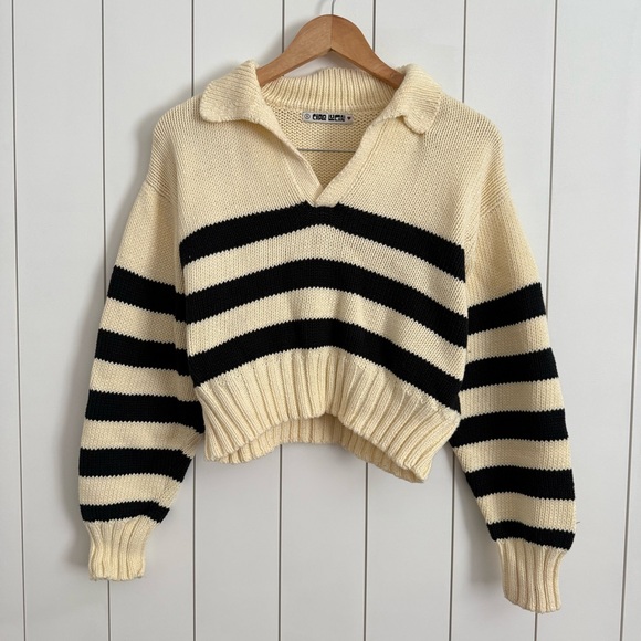 Ciao Lucia Venezia Polo Sweater Ivory/Black - Picture 1 of 6